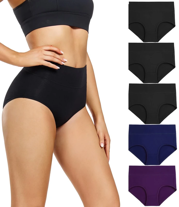 wirarpa Ladies Knickers Cotton Full Briefs High Waisted Underwear Panties for Women 5 Pack Size XL