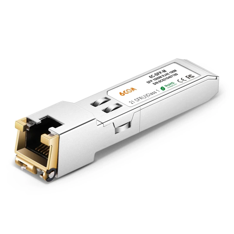 6COMGIGA SFP to RJ45 Copper Module Transceiver 1000Base-T Gigabit Transceiver for Cisco GLC-T, Ubiquiti, Netgear, D-Link, Supermicro, TP-Link CAT5e Cable up to 100m