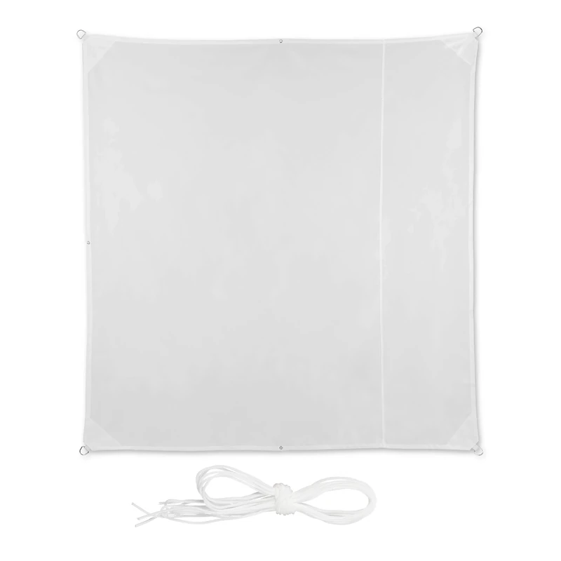 Relaxdays Shade Sail, Square, Water-Repellent, UV-Protection with Tethers, Balcony Canopy, WxD: 2 x 2m, White