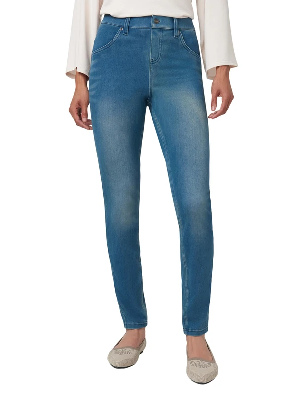 HUE Women's Ultra Soft High Waist Denim Leggings Hosiery, Windsor Blue Wash, 3X
