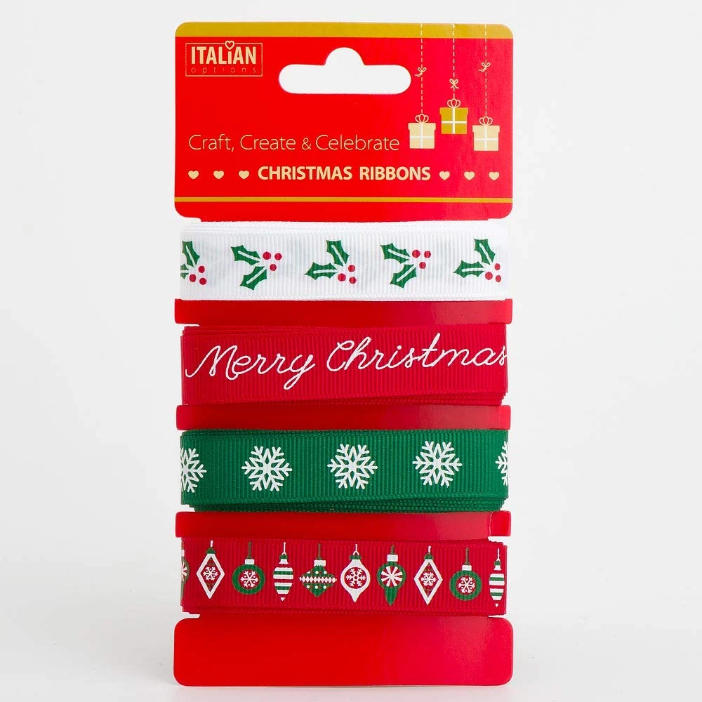 Traditional Christmas Ribbon Assorted Mixed Pack (4 Ribbons x 2 Metres)