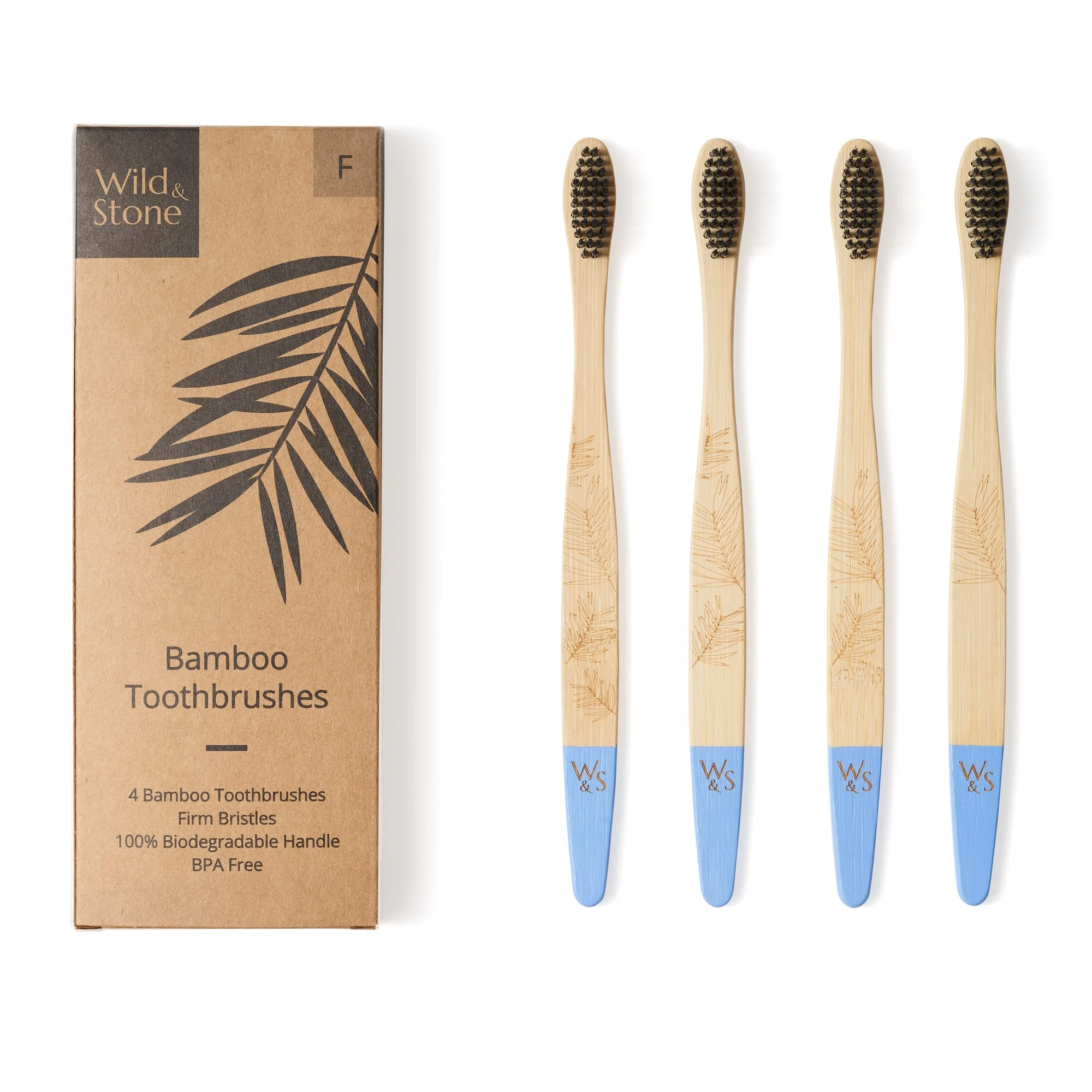 Wild & Stone | Organic Bamboo Toothbrush | Four Different Pattens | Dupont Fibre Bristles | 100% Biodegradable Handle | Vegan Eco Friendly Bamboo Toothbrushes (Firm)