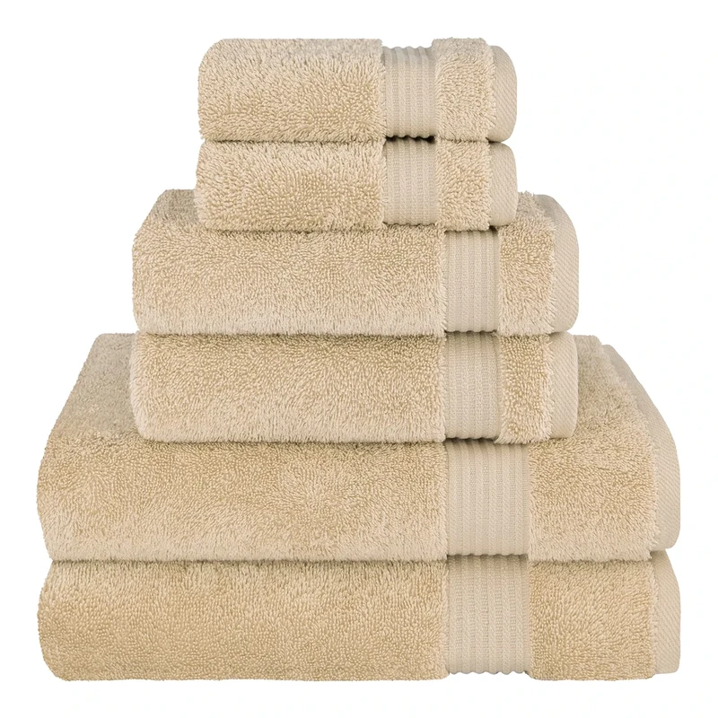 Cotton Paradise 6 Piece Towel Set, 100% Turkish Cotton Soft Absorbent Towels for Bathroom, 2 Bath Towels 2 Hand Towels 2 Washcloths, Sand Taupe Towel Set