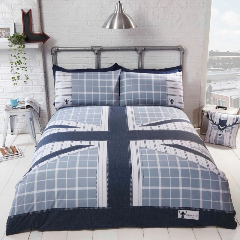 Rapport Home Cool Britania Single Duvet cover Set (Union Jack Flag), Denim