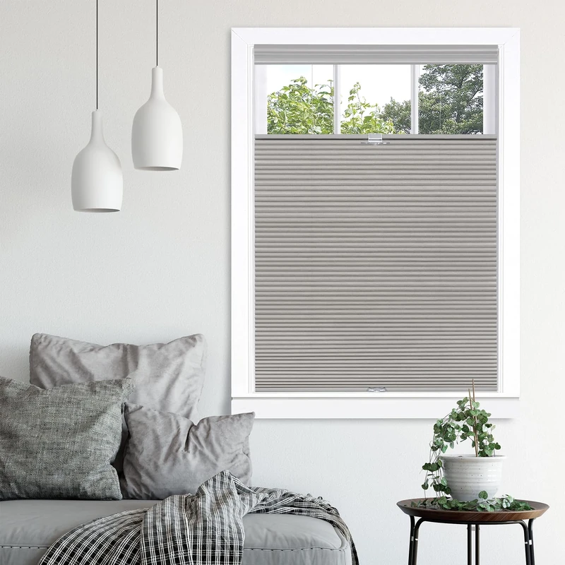 Cordless Room Darkening Cellular Pleated Window Shades - 35 Inch Width, 64 Inch Length - Dove Grey - Light Filtering Top-Down Honeycomb Pull Down Blinds for Windows and Skylights by Achim Home Decor