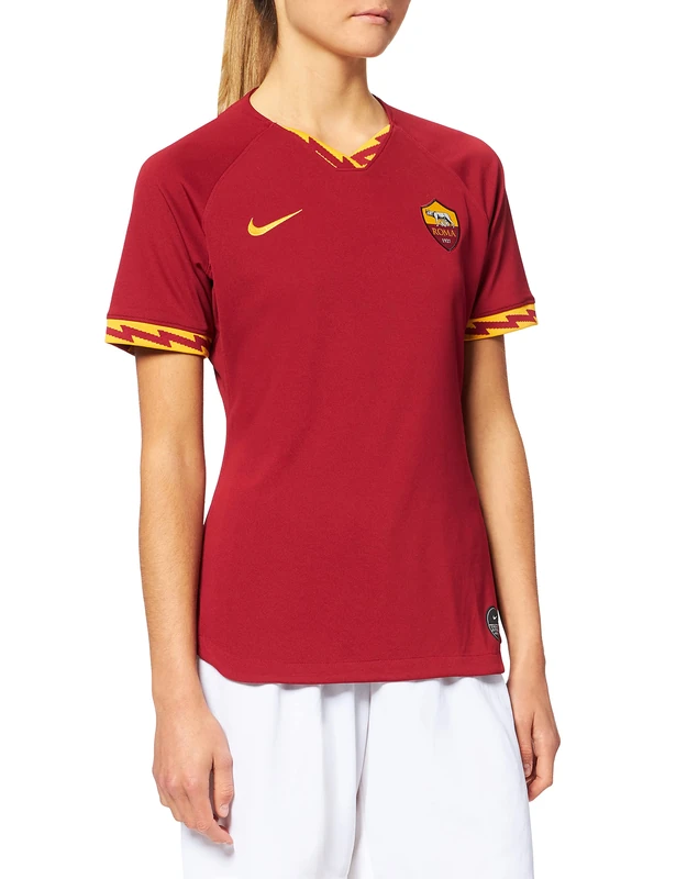 NIKE Roma W Nk BRT Stad JSY Ss Hm T-Shirt Women's, Womens, T-Shirt, AJ5763, Team Crimson/University Gold, XS
