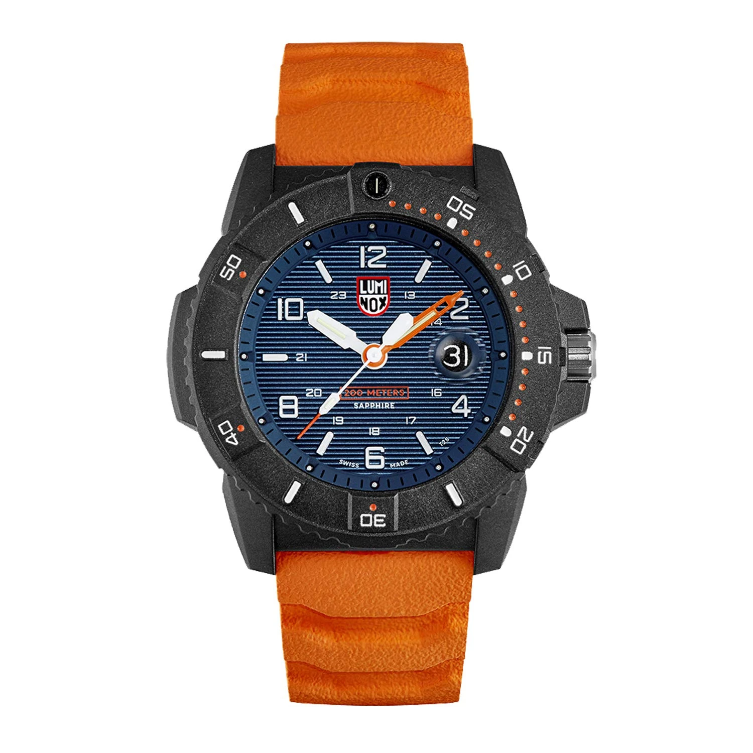 Luminox Navy SEAL XS.3603 Mens Watch 45mm - Dive Watch in Orange/Blue Date Function 200m Water Resistant