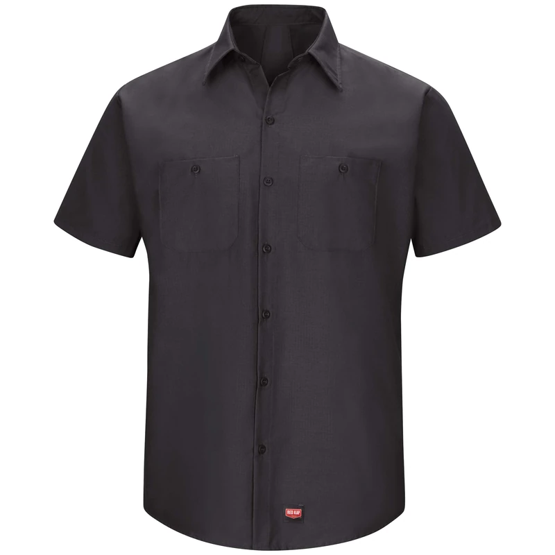 Red Kap Men's Short Sleeve Work Shirt with Mimix Button, Black, XXXXL - Image 1