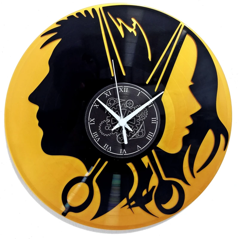 Instant Karma Clocks | Wall Clock | Barber Shop | Hair Salon | Hairdresser Stylist (Black And Gold MM1)