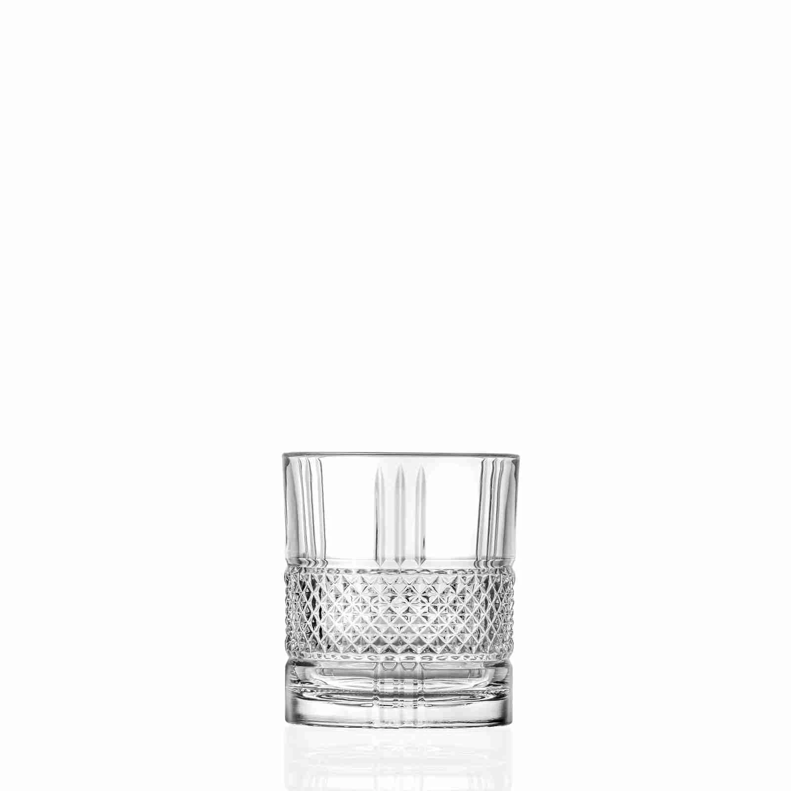RCR 26720020006 Brillante Short Whisky Glasses, Luxion Crystal Tumblers for Water/Cocktails, 337 ml, Set of 6, Dishwasher Safe, for Newlyweds & New Homeowners, Vintage Design