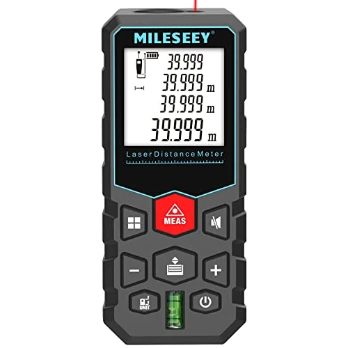 MiLESEEY Laser Measure,50M/164ft Laser Tape Measure,±2mm Accuracy Digital Tape Measure with Area, Volume Measurement,LCD Backlit,Mute Function,IP54,Battery Included