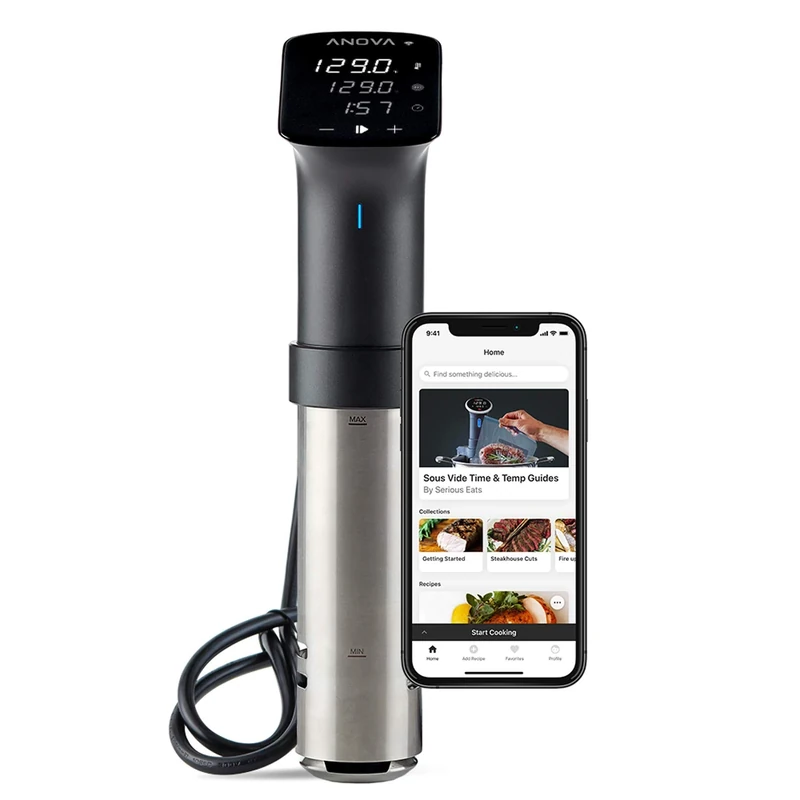 Anova Präzisionskocher Pro AN600-EU00 WiFi, Precision Cooker Pro, 1200 Watt, inklusive Typ-C-Stecker für EU-Nutzung, Schwarz und Silber - Image 1