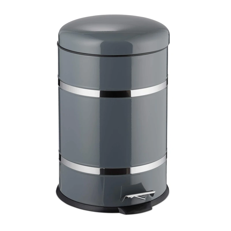 Relaxdays 20L Pedal Liner with Handle, Kitchen Waste Bin, Trash Can, Stainless Steel, Grey, Medium - Image 1