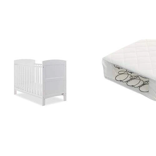 Obaby Grace Mini Cot Bed and Sprung Mattress - White