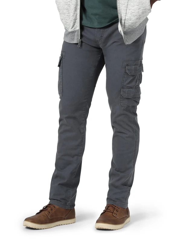 Wrangler Authentics Men's Regular Tapered Cargo Pant, Pewter, 33W x 32L
