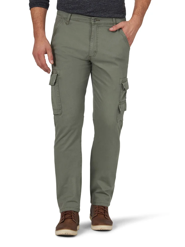 Wrangler Authentics Men's Regular Tapered Cargo Pant, Dusty Olive, 40W x 30L
