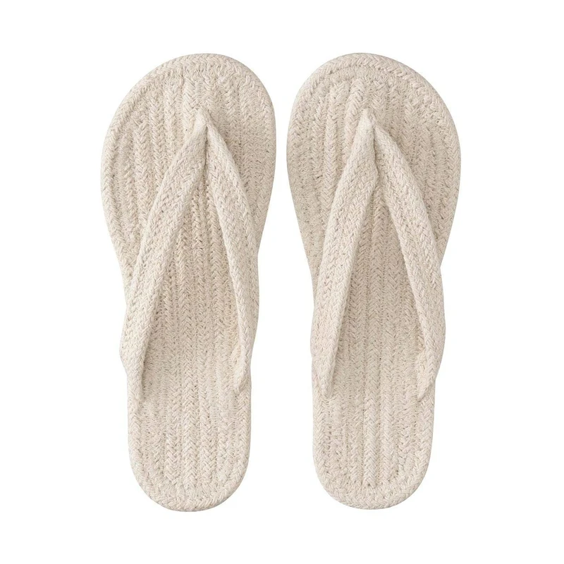 MUJI Indian Cotton Room Sandal - XL Ecru Thong Style - Image 1