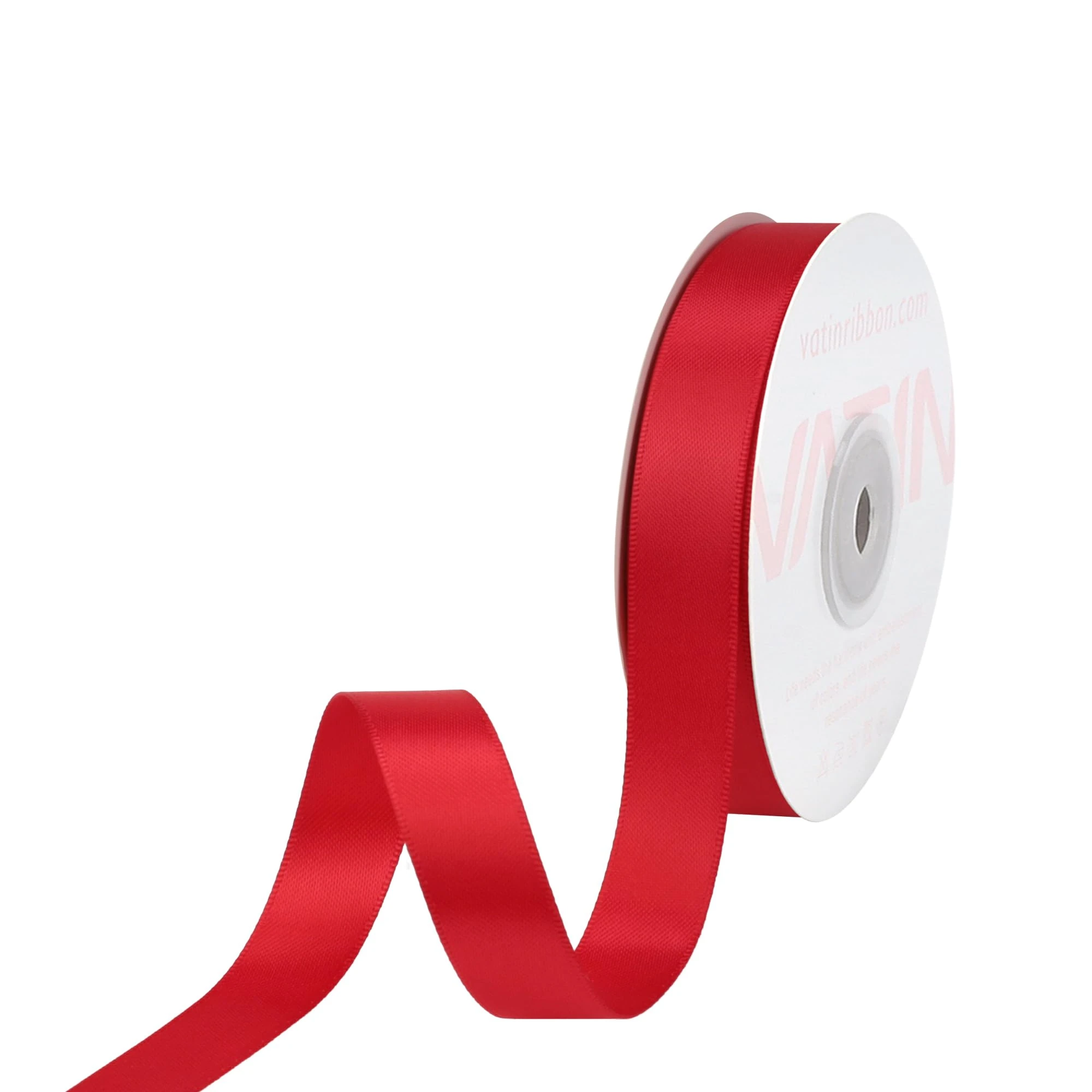 VATIN 16mm Double Faced Polyester Hot Red Satin Ribbon - 23 Metre Spool, Perfect for Wedding Decor, Wreath, Baby Shower,Gift Package Wrapping and Other Projects