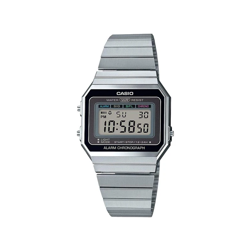 Casio Unisex 36.00mm Quartz Watch with LCD Digital dial and Silver Metal Bracelet Strap A700WE-1AEF - Image 1