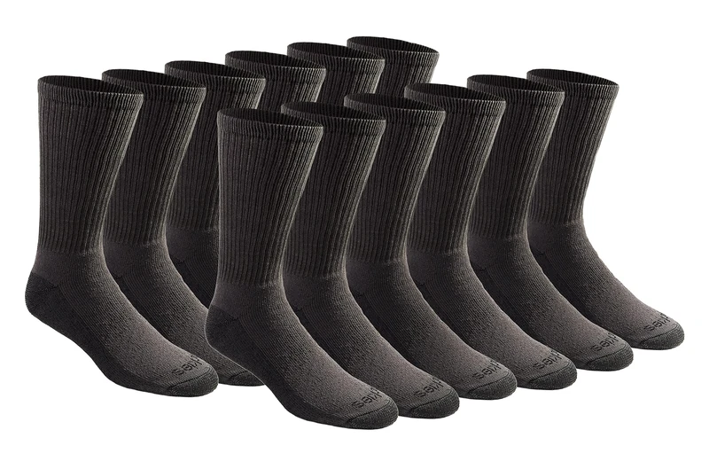 Dickies Mens Multi-pack Dri-tech Moisture Control Crew Casual Sock, Charcoal (12 Pair), 12-15 UK