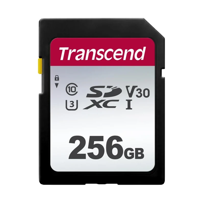 Transcend SDC300S 256GB SDXC, C10, U3, V30 Memory Card, Speed up to 100MB/s for Digital Cameras
