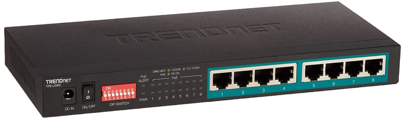 TRENDnet 8-Port Gigabit Long Range Poe+ Switch, TPE-LG80, 65 W Poe Budget, Ethernet/Network Switch, Long-Range Poe+ Extends Range Up to 200 m (656 ft), 16 Gbps Switching Capacity