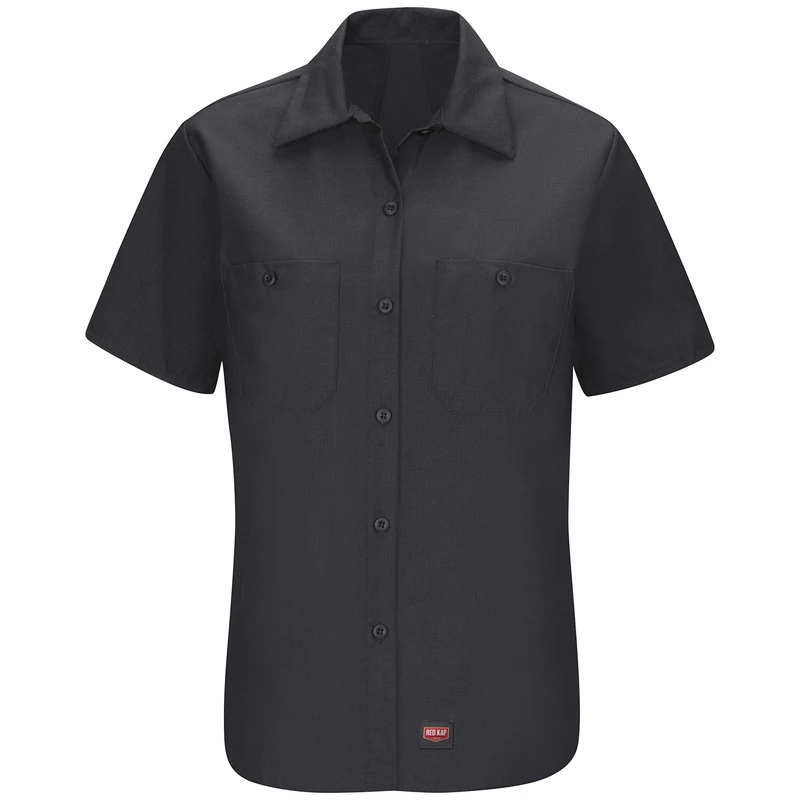 Red Kap Women's Short Sleeve Work Shirt with Mimix Button, Black, Small - Image 1