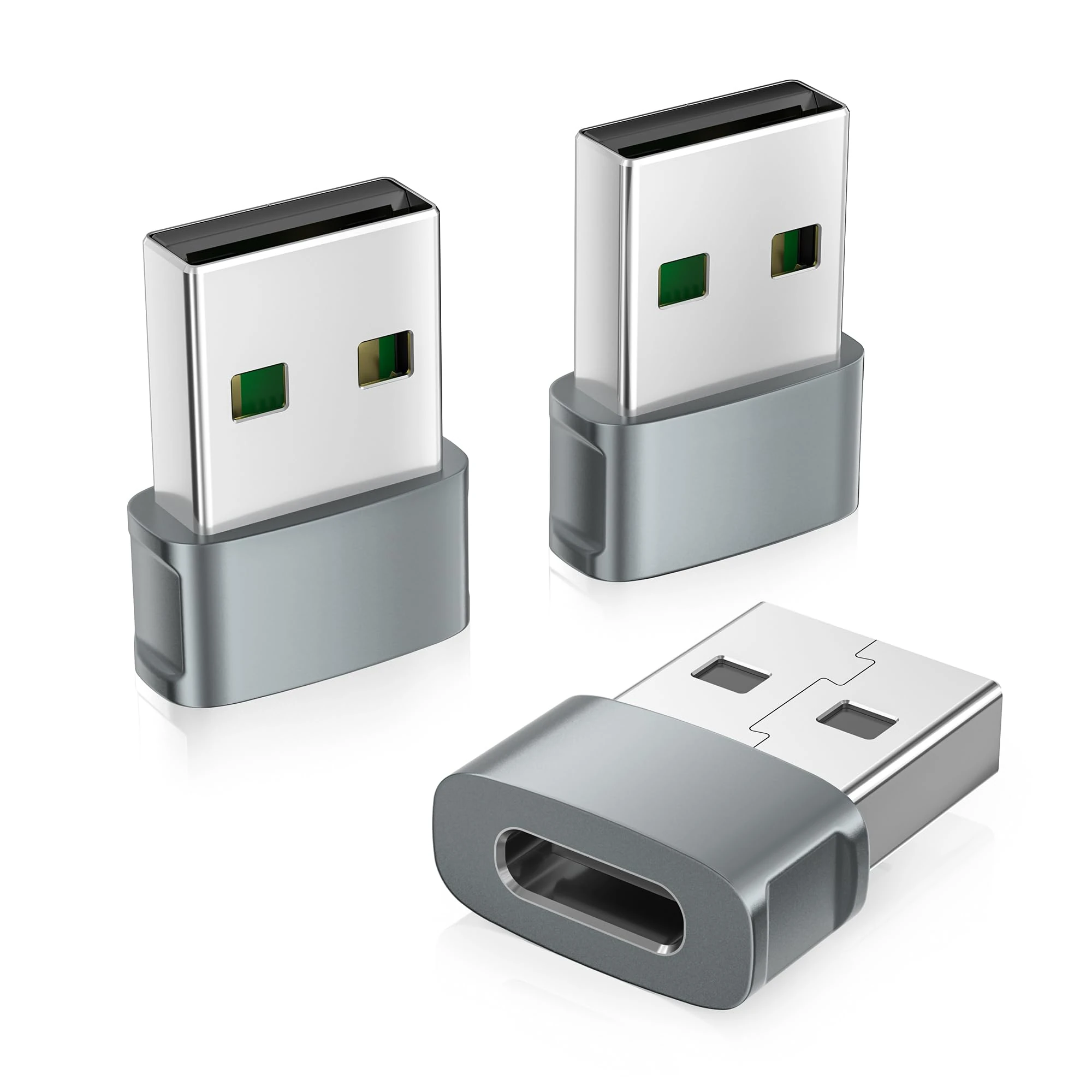 BASESAILOR for Airpods Pro 3 USB C Adapter 3Pack,Type C Female to USB A Male Car Charger Cable Converter for iPhone 17 16 16e 15 Pro Max,Apple Watch 11,iPad Mini 7 Air,Samsung Galaxy S25,Z Fold Flip