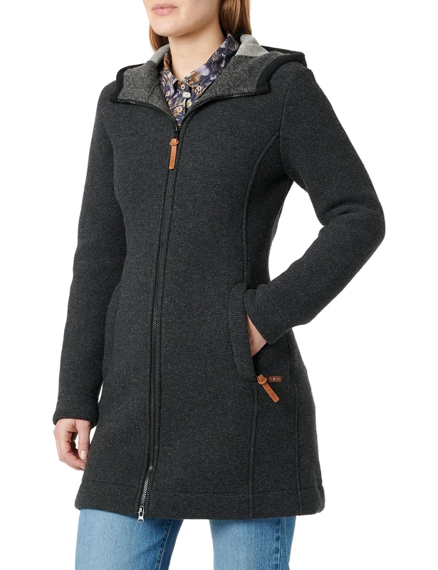 CMP Women's Wool Jacket, Womens, Jacket, 39M3256, Carbone Melange/Grigio Melange, 36 (EU)