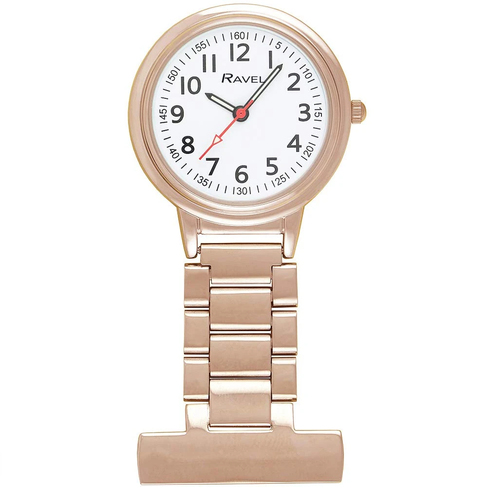 Ravel - Classic Easy Read Nurses Fob Watch - Analogue Quartz - R1101.40 - Rose Gold Tone
