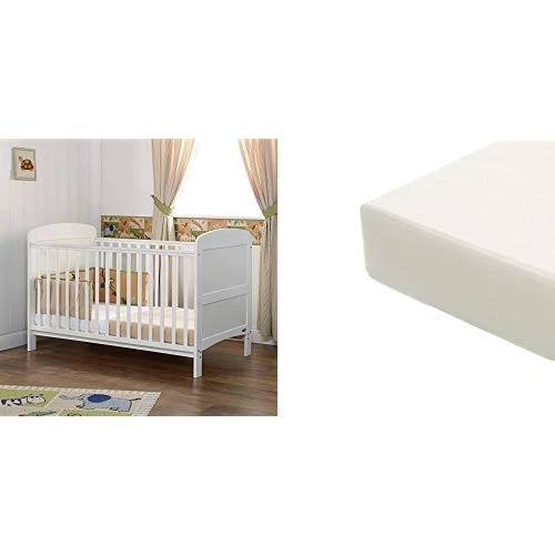 Obaby Grace Cot Bed and Foam Mattress - White
