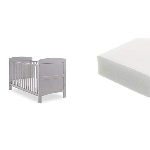 Obaby Grace Cot Bed and Fibre Mattress - Warm Grey