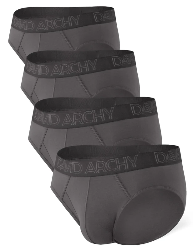 DAVID ARCHY Men's Underwear Bamboo Briefs Super Soft Comfort Lightweight Pouch Briefs 4 Pack