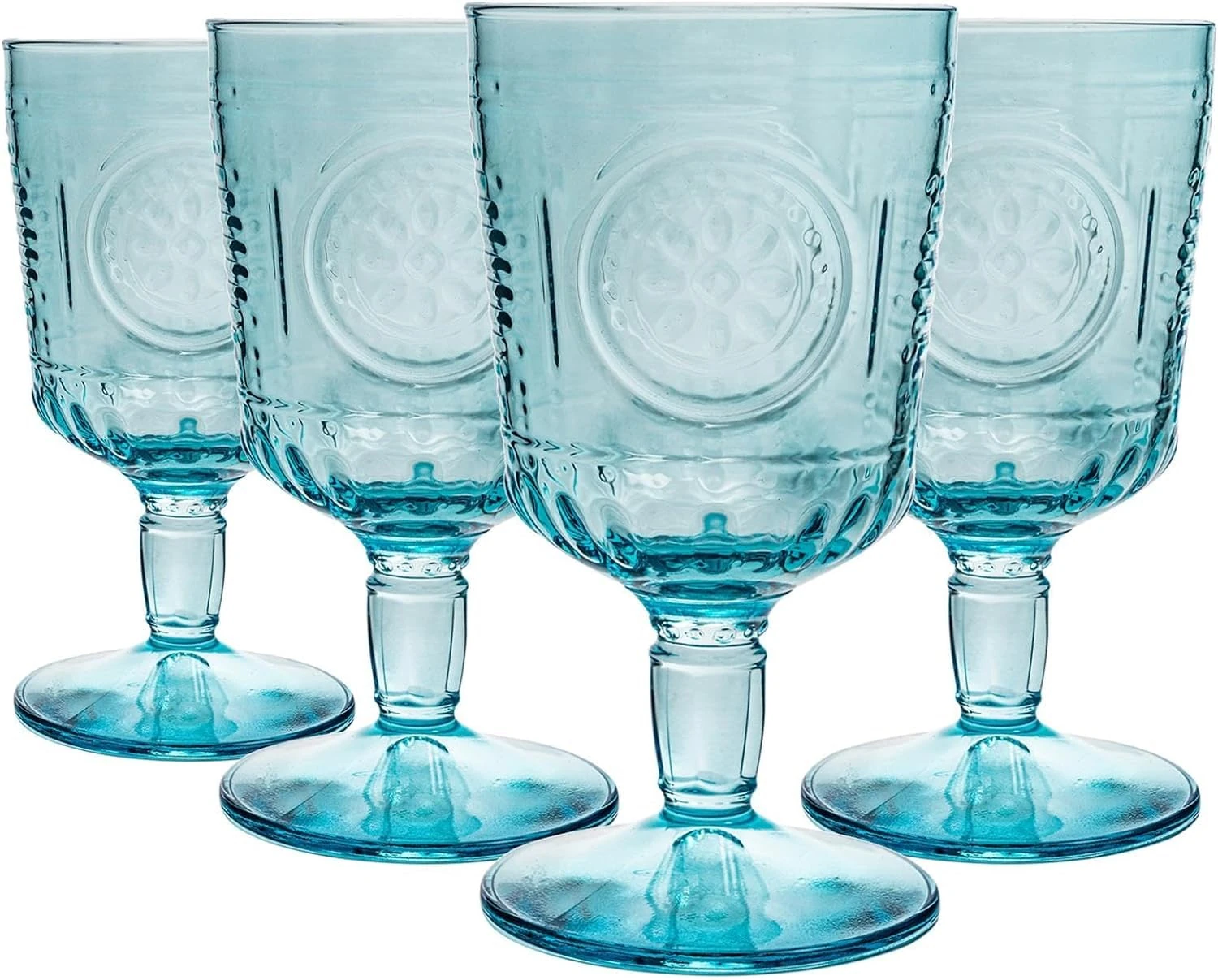 Bormioli Rocco 335945GRS021522 Romantic Beverage Glasses for Cold Drinks, Juices, and Cocktails, Turquoise