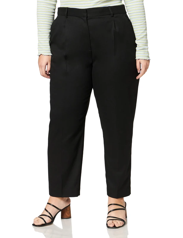 Tommy Hilfiger Women's TH Essential Flannel Pant Trousers, Black (Black BDS), (Manufacturer Size:46)