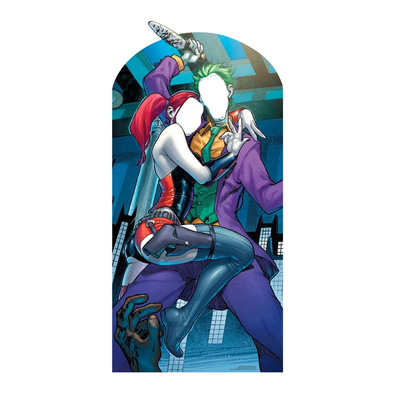 Star Cutouts SC1346 Harley Quinn & The Joker Stand-In Cardboard Cutout with Knife 193cm – DC Party Photo Prop, Comic Fan Display & Event Decoration - Image 1