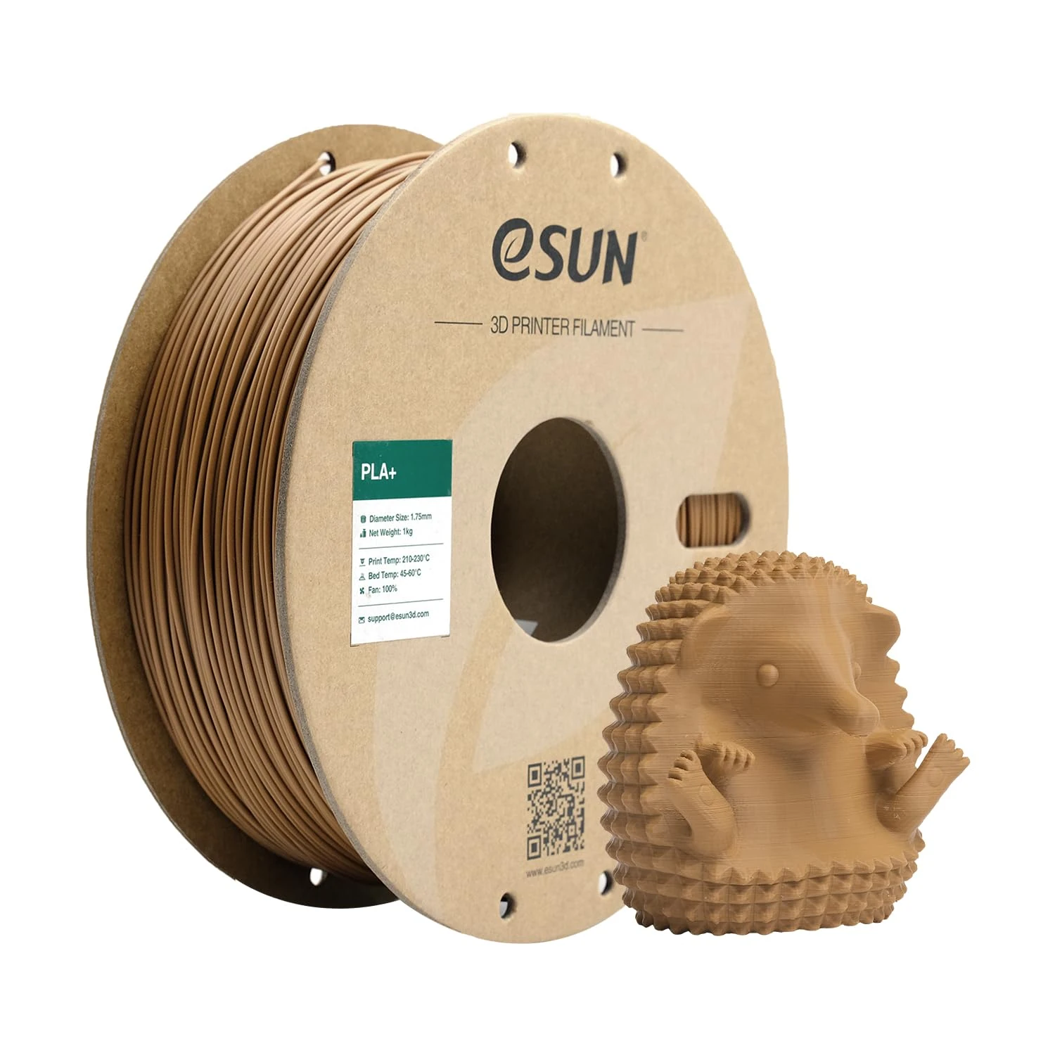 eSUN PLA+ Filament 1.75mm, Enhanced Toughness 3D Printer Filament PLA Plus, Dimensional Accuracy +/- 0.03mm, 1KG Spool (2.2 LBS) 3D Printing Filament for 3D Printers, Light Brown