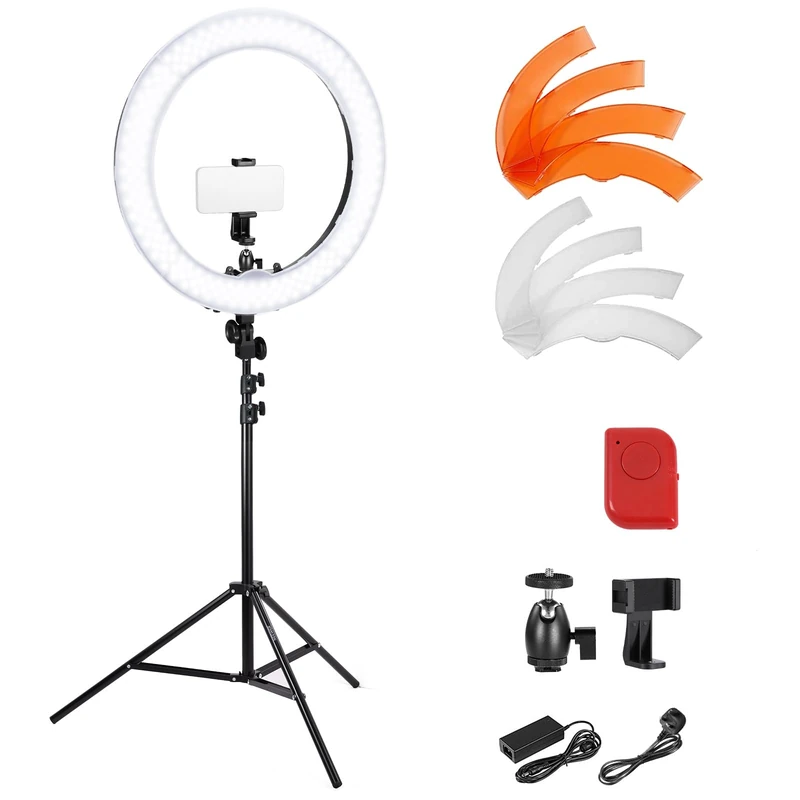 NEEWER 18 Inch/45cm LED Ring Light with Tripod Stand, Phone Holder, 58W 5600K Large Selfie Ringlight Compatible with iPhone Camera for Streaming Makeup Studio Photo Video Recording Filming, RL-18