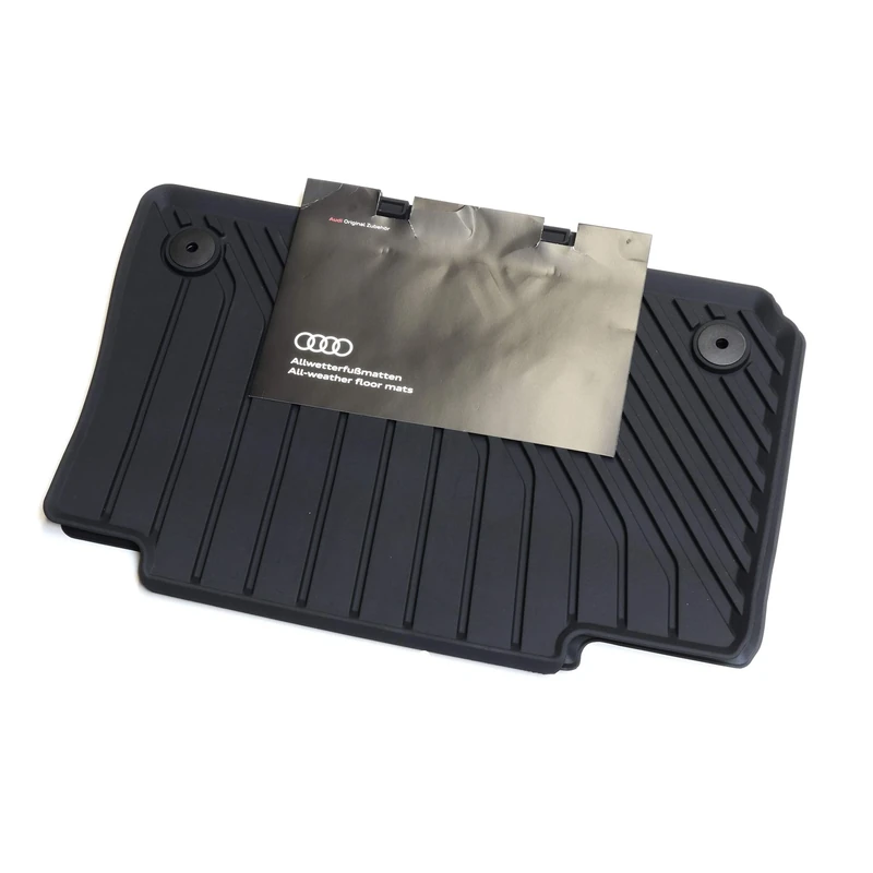 Audi 4KE061511041 Premium Rubber Floor Mats Rear 2 x Rubber Mats All Weather Mats Black