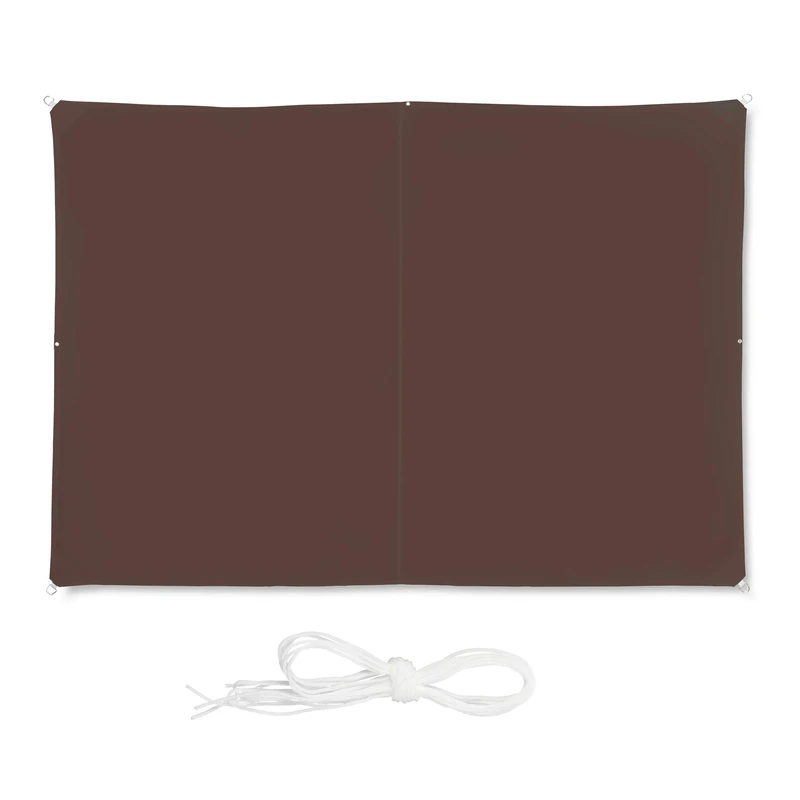 Relaxdays Shade Sail, Rectangular, Water-Repellent, UV-Protection with Tethers, Balcony Canopy, WxD: 2 x 3 m, Brown