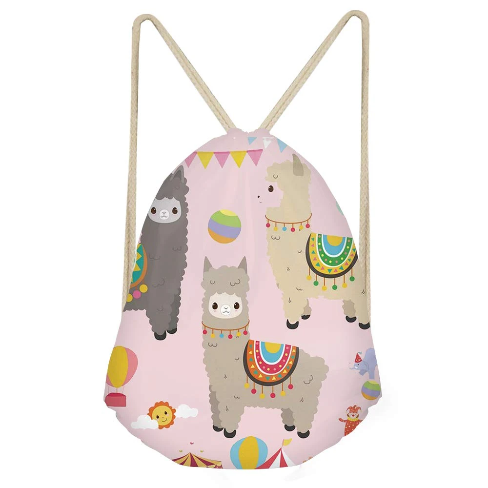 Coloranimal Funny Cartoon Animal Alpaca Design Lightweight Softpack Casual Daypack for Gym Sports Athletic Shoe Packs