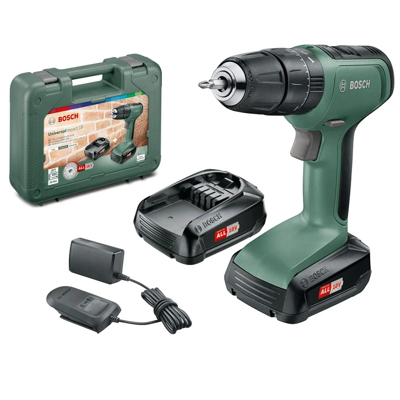 Bosch 06039C8171 Cordless Hammer Drill UniversalImpact 18 (2x Batteries, 18 Volt System, in Carrying Case)
