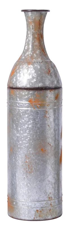Vintiquewise QI003484.M 33" Rustic Farmhouse Style Galvanized Metal Floor Vase Decoration, Medium, Grey