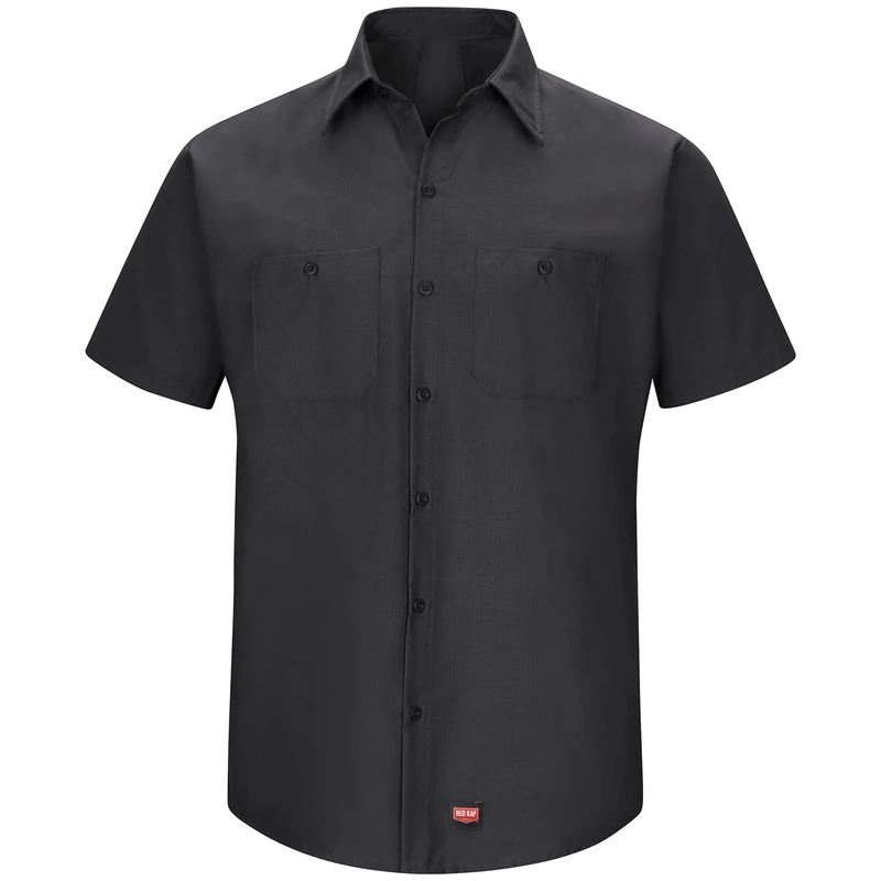 Red Kap Men's Short Sleeve Mimix Work Shirt Button, Navy, XL