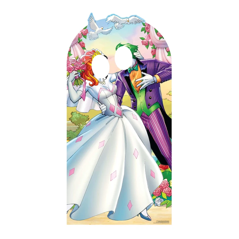 Star Cutouts Ltd SC1400 Joker Harley Quinn Wedding Adult Stand-in Lifesize Cardboard Cutout 194cm Tall 95cm Wide, Multicolour