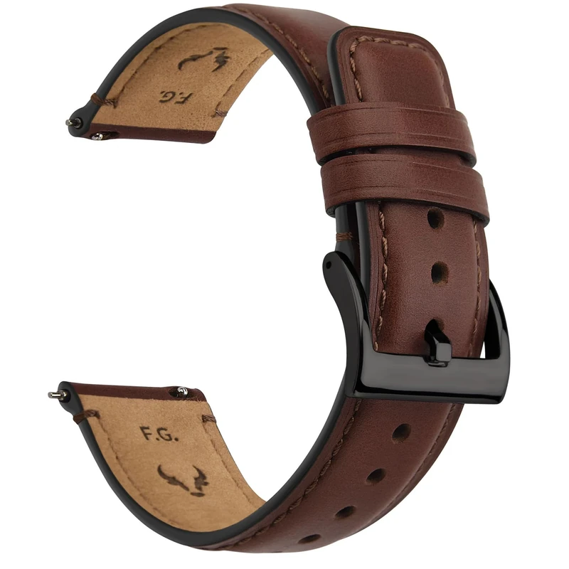 Fullmosa 20mm Leather Watch Strap - Dark Brown Band