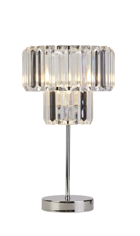 Silver Chrome - Clear Acrylic 7W LED 2 Tier Table Lamp H37.5cm