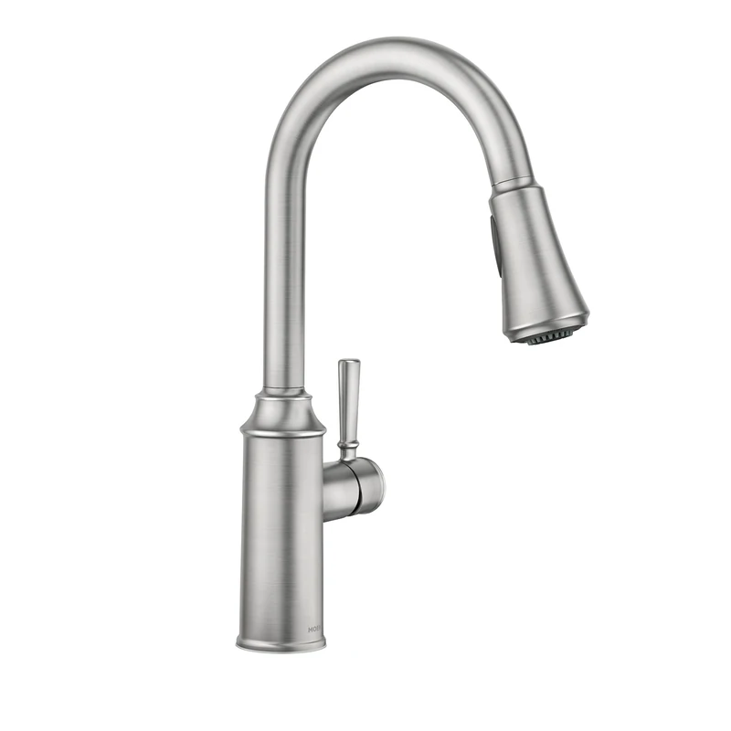 Moen 87801SRS Conneaut One-Handle Pulldown Kitchen Faucet with Reflex and Power Clean, Spot Resist Stainless