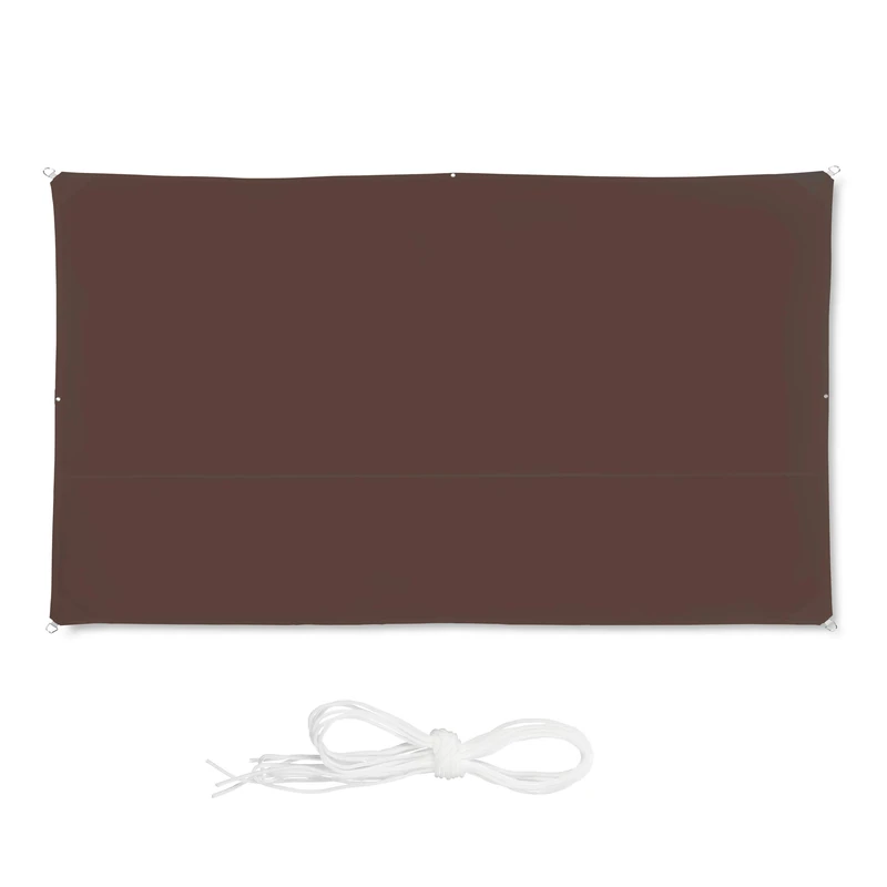 Relaxdays Shade Sail, Rectangular, Water-Repellent, UV-Protection with Tethers, Balcony Canopy, WxD: 2 x 4 m, Brown