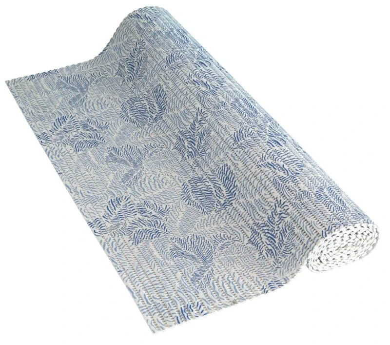 Venilia Venisoft Ferns 54796 Soft Foam Mat Non-Slip Flooring Shower Mat Non-Slip Mat PVC, Polyvinyl Chloride, Ferns, Polyester Blue / White, 0.5 x 65 x 200 cm - Image 1